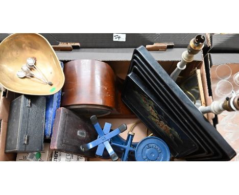 A cased silver-mounted brush and comb Christening set to/w six silver coffee spoons, cased set of drawing instruments, gradua