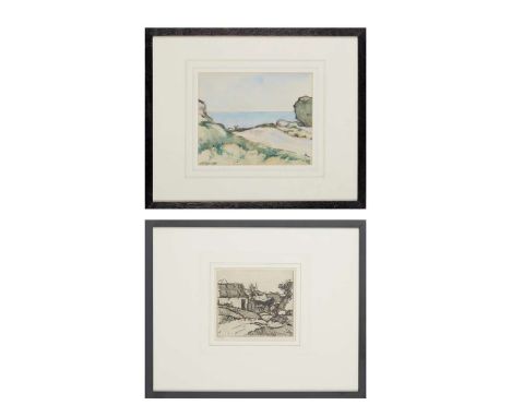  E. A. TAYLOR (1874-1951) THE BEND ON THE SANNOX ROAD charcoal and watercolour, signed lower left E.A. TAYLOR, 22cm x 27.5cm 