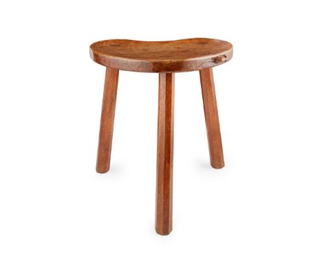  ROBERT 'MOUSEMAN' THOMPSON (1876-1955) COW STOOL, 1940s-50s oak, with carved mouse signature 39cm wide, 45.5cm high, 31.5cm 