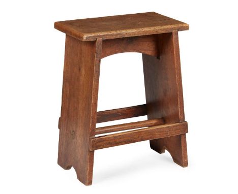  GLASGOW SCHOOL OF ART STOOL, CIRCA 1910 oak 36.5cm wide, 48cm high, 22cm deep&nbsp;  Note: Seen in a contemporary image of t