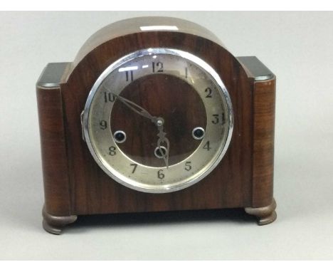 MAHOGANY MANTEL CLOCK,along with another (2)