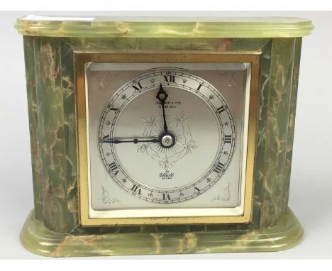 PAIR OF WALLY DOGS,along with an onyx mantel clock (3)