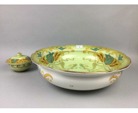 MIDDLEPORT POTTERY 'ATHENIAN' BASIN AND LIDDED JAR, along with Crown Staffordshire, Aynsley and other decorative ceramics