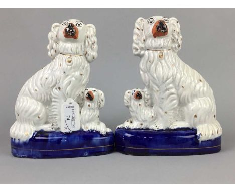 THREE CERAMIC WALL POCKETS,along with a pair of Wally dogs, a Satsuma vase and another vase (7)