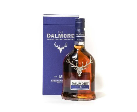 Dalmore 18 Year Old Highland Single Malt Scotch Whisky, 70cl, 43% vol, in original cardboard sleeve (one bottle)