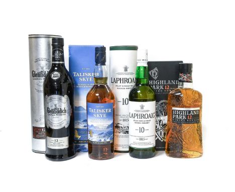 Highland Park 12 Year Old "Viking Honour" Single Malt Scotch Whisky, 40% vol 700ml (one bottle), Talisker Skye Single Malt Sc