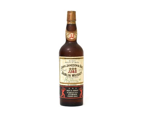 John Jameson &amp; Son 3 Star Dublin Whiskey, 1960s bottling, N. 115802, 70° proof 26 2/3 fl. ozs. (one bottle)