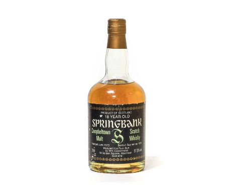 Springbank 1973 18 Year Old Campbeltown Malt Scotch Whisky, independently bottled by Wm. Cadenhead, matured in a rum butt, di