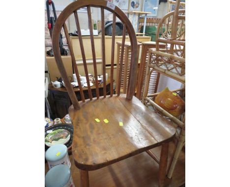 ERCOL LIGHT WOOD STICK BACK DINING CHAIR. (AF)