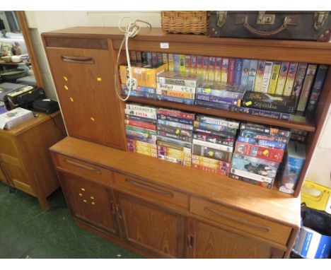 VINTAGE G-PLAN TEAK LOUNGE UNIT WITH ILLUMINATED FALL-FRONT COMPARTMENT.