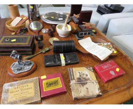 QUARTZ WALL CLOCK, AEROPLANE BOOK ENDS, POETRY PAMPHLET DATED 1876, VINTAGE GAMES AND OTHER ITEMS.