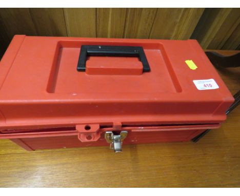 PLASTIC TOOL BOX WITH CONTENTS.