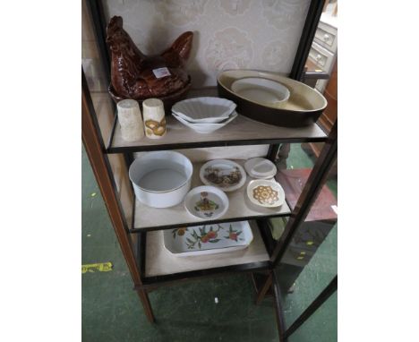ROYAL WORCESTER EVESHAM DISH TOGETHER WITH OTHER HOUSEHOLD CHINA.