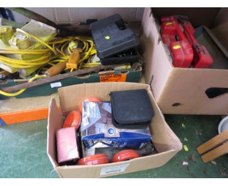 SELECTION OF HAND TOOLS , EXTENSION CABLE , BLACK AND DECKER CORD LESS SCREW DRIVER. (AF) CONTENTS OF THREE BOXES. (TRADE SAL
