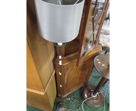 VALSAN BRONZED METAL FLOOR STANDING LAMP WITH CANDLE STYLE FITTING AND A BEIGE SHADE