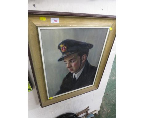 OIL ON CANVAS PORTRAIT OF OFFICER, SIGNED LOWER RIGHT.
