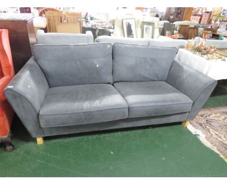 JOHN LEWIS THREE SEATER SOFA IN GREY LEATHER.