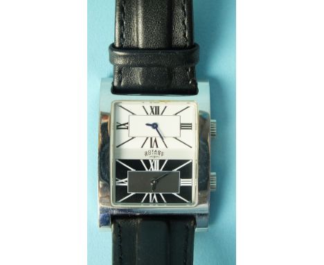 Rotary, a gent's Dual Time Zone wrist watch, model no.GS02239, the rectangular face with two dials, one black, one white, Rom