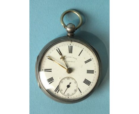 A Victorian silver-cased pocket watch, the white enamel dial marked 'W Williams, Swansea', with Arabic numerals and seconds s