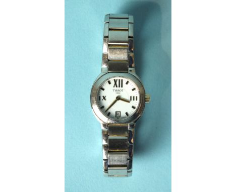 A lady's Tissot 1853 wrist watch with steel case and bracelet.