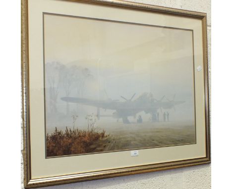 After Gerald Coulston 'Off Duty - Lancaster At Rest', a framed coloured print, 57 x 76cm, after Barrie A F Clark, 'Vickers Su