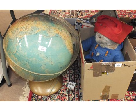 A Paddington Bear soft toy, a modern Steiff puppy 4053/20 and a Purnell &amp; Sons Ltd 'The Illumina Globe', 55cm high, (3).