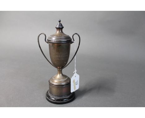 Hallmarked silver trophy, 20 cm high, inscribed HV Wilkinson, Challenge Trophy, dated 1951