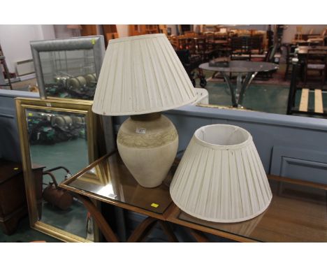Beige pottery lamp with shade and spare shade 