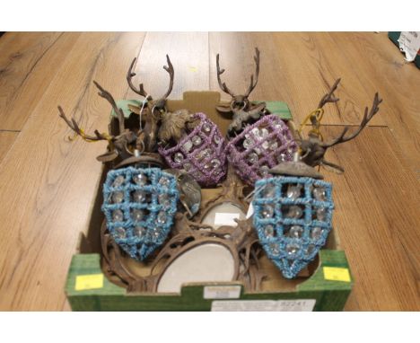 Four wall mounted stag form light fittings 