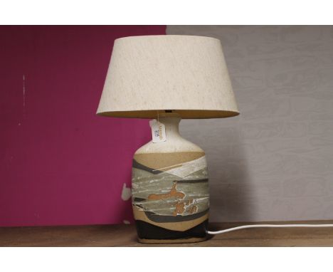 Art Pottery lamp base with cream shade
