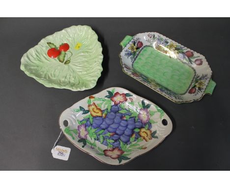 Two Maling dishes and Carltonware lettuce dish