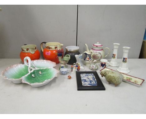 A selection of 18th, 19th century and later ceramics to include an 18th century Staffordshire pearlware teapot  A/F, blue and