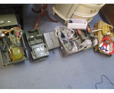 A collection of Action Man figures circa 1960 and accessories to include vehicles and clothing 
