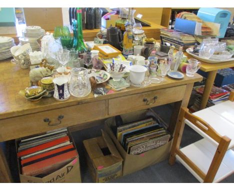 A large mixed lot to include Midwinter china, two oil lamps, mixed glass, treen and ornaments Position:RAB 