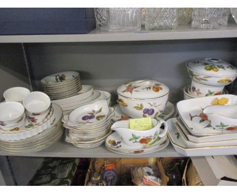 A quantity of Royal Worcester Evesham dinner ware, along with a Moroccan painted bowl and mixed ceramics, glassware and books