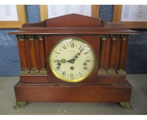 A reproduction Emperor mantle clock of architectural design, fitted with an 8 day German movement, 12 1/4"h x 16"w 