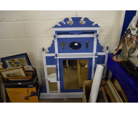 PAINTED COMBINATION OVERMANTEL MIRROR AND SHELF