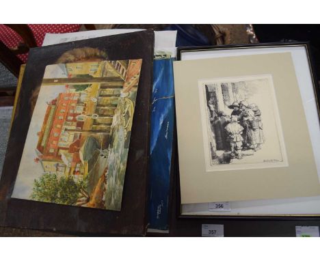 MIXED LOT TO INCLUDE VARIOUS UNFRAMED OILS, WATERCOLOURS, PORTRAIT OF A GENT, PLUS FURTHER PRINTS (QTY)