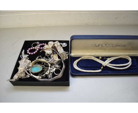 MIXED LOT 925 STAMPED NECKLACE PLUS FURTHER WHITE METAL COSTUME JEWELLERY, DYNASTY PEARL NECKLACE AND OTHER ITEMS