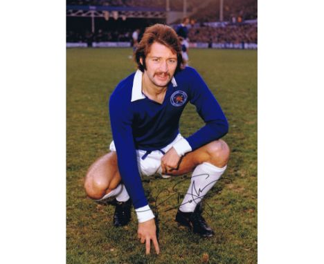 Autographed Frank Worthington 16 X 12 Photo - Col, Depicting The Leicester City Centre-Forward Striking A Full Length Pose Fo