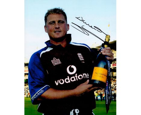 Cricket Darren Gough signed 10x8 colour photo. Darren Gough MBE (born 18 September 1970) is a retired English cricketer and f