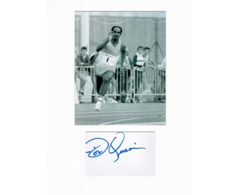 Athletics Don Quarrie 16x12 overall mounted signature piece includes a signed album page and a unsigned black and white vinta