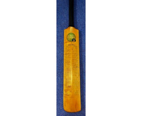 Rare Multi Signed Normal Sized Handmade Cricket Bat from different Counties Teams and the Indian 1974 Touring teams. Teams in