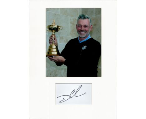 Golf Darren Clarke 16x12 overall mounted signature piece includes a signed album page and a superb colour photo holding the R