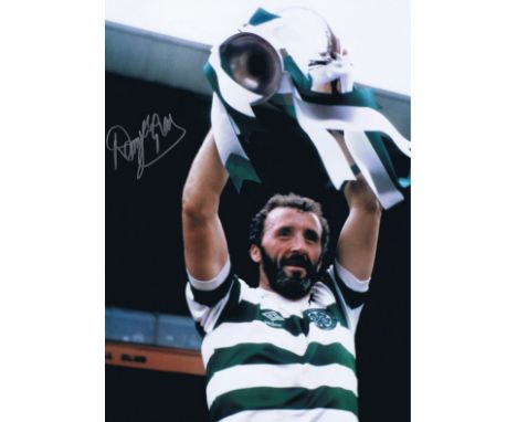 Autographed Danny McGrain 16 X 12 Photo - Col, Depicting The Celtic Captain Holding Aloft The First Division Trophy Aloft Fol