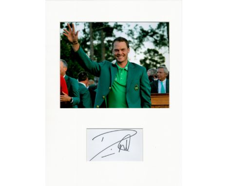Golf Danny Willett 16x12 overall mounted signature piece includes signed album page and a colour photo pictured in his Master