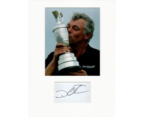 Golf Darren Clarke 16x12 overall mounted signature piece includes a signed album page and a superb colour photo holding the C