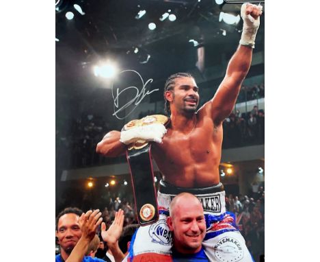 Boxing David Haymaker Haye signed 20x16 colour photo. David Deron Haye (born 13 October 1980) is a British former professiona