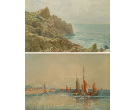 William Edward Croxford (British 1852-1926): Rocky Outcrop, watercolour heightened with white signed 28cm x 45cm; R Allam (Br