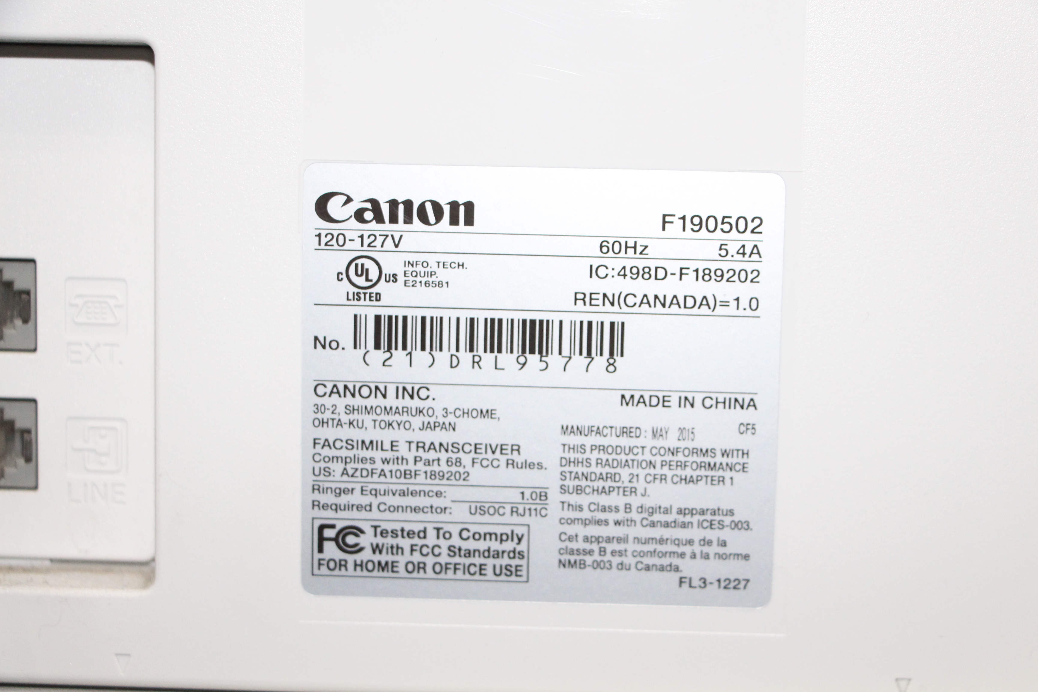 Canon F190502 imagerunner 3-in-1 Fax, printer, copier